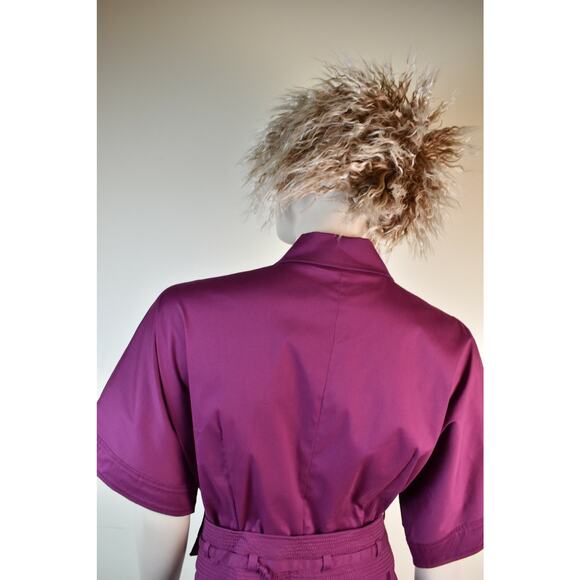 NEW GUCCI WINE COTTON KIMONO SLEEVE BUTTON BELTED MIDI DRESS 38 2 ITALY - Picture 9 of 12